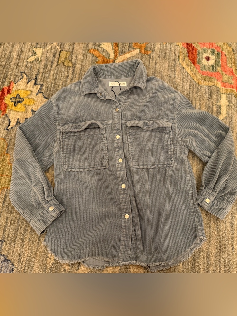 Zara jacket girls corduroy shacket size 11-12 years Dusty Blue